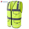 Yellow Breathable Mesh Safety Security Vests High Quality ANSI Class 2 High Visibility Reflective Waistcoat With Many Pockets